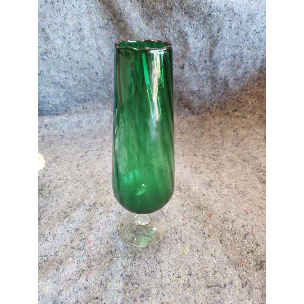 Vtg Empoli Italian Art Glass Style Optic Vase Twisted Pedestal